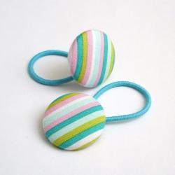 Aqua Stripes Ponytail Buttons